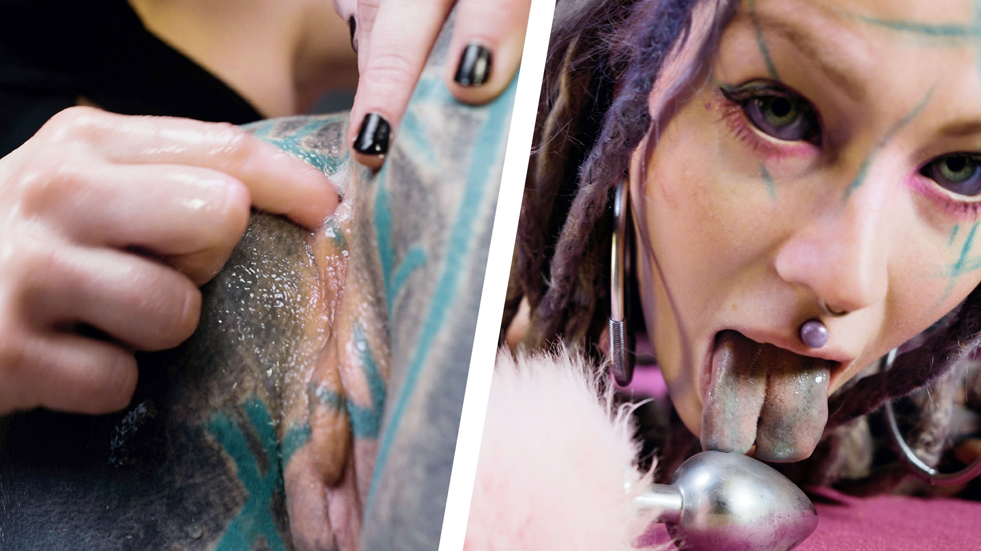 PET PLAY dominatrix controls TATTOO cat-girl