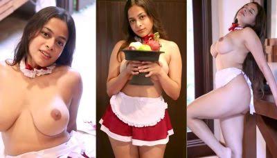 Ashwitha in maid showing boobs