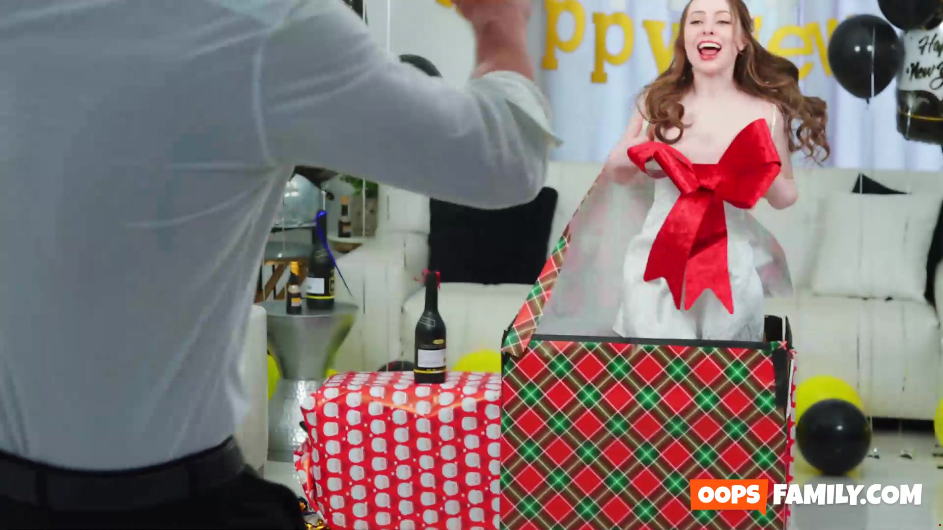Happy New Year, Stepdad! Family XXX: small blonde with natural bra-stuffers givi