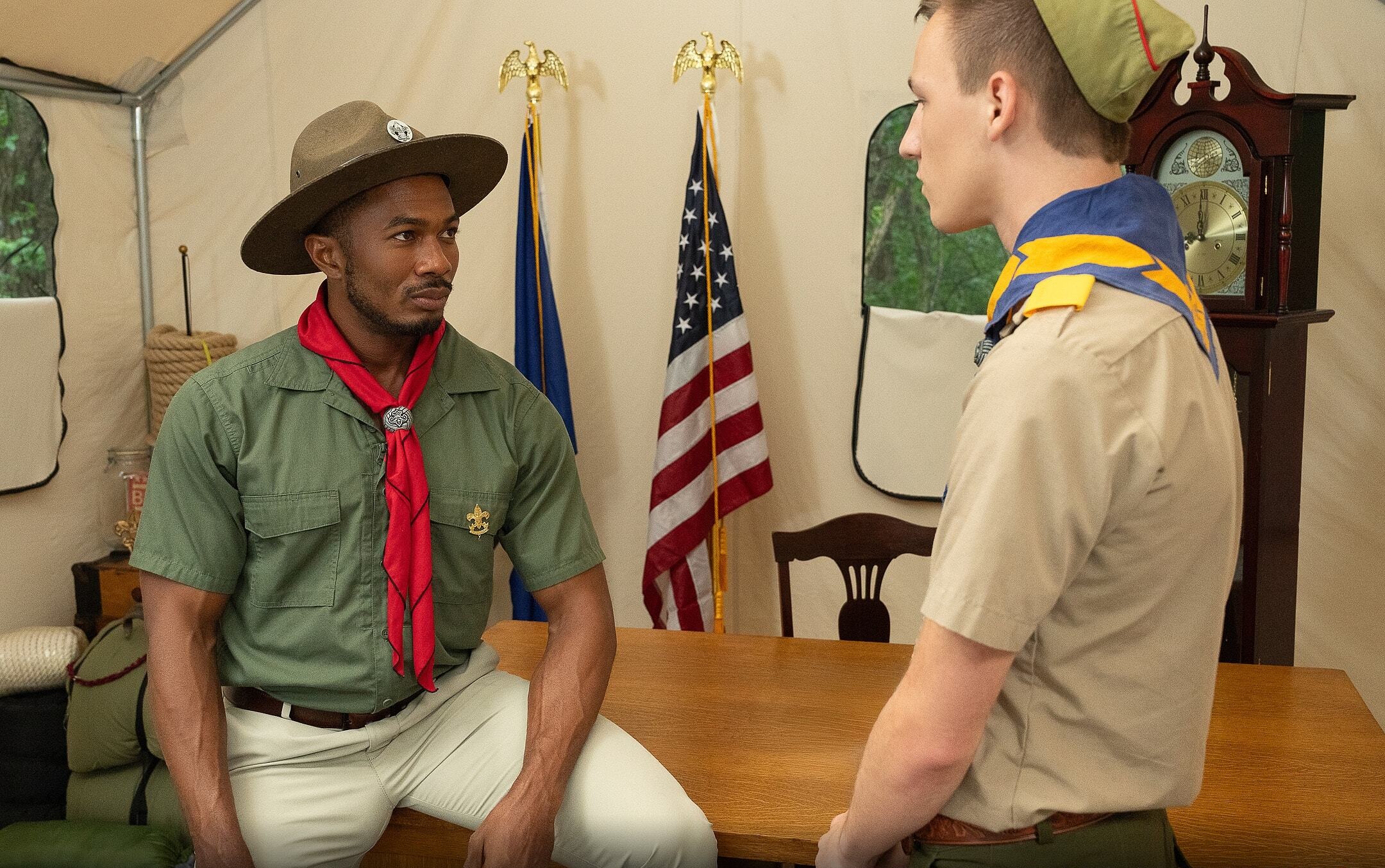 Black Scout Master fucks this Twink scout
