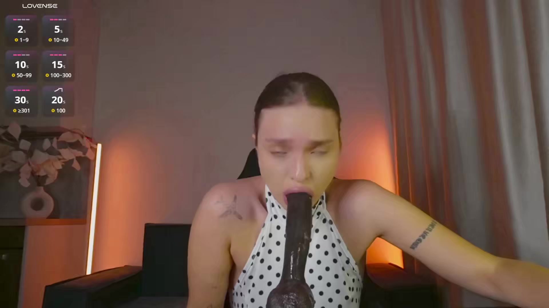 Brunette Babe Deepthroats Big Dildo in Hot Webcam Show