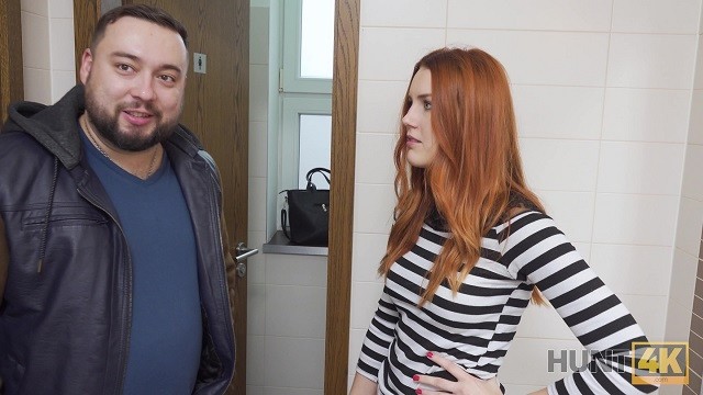 HUNT4K For cash cuck permits hunter to fuck red-haired GF in restroom