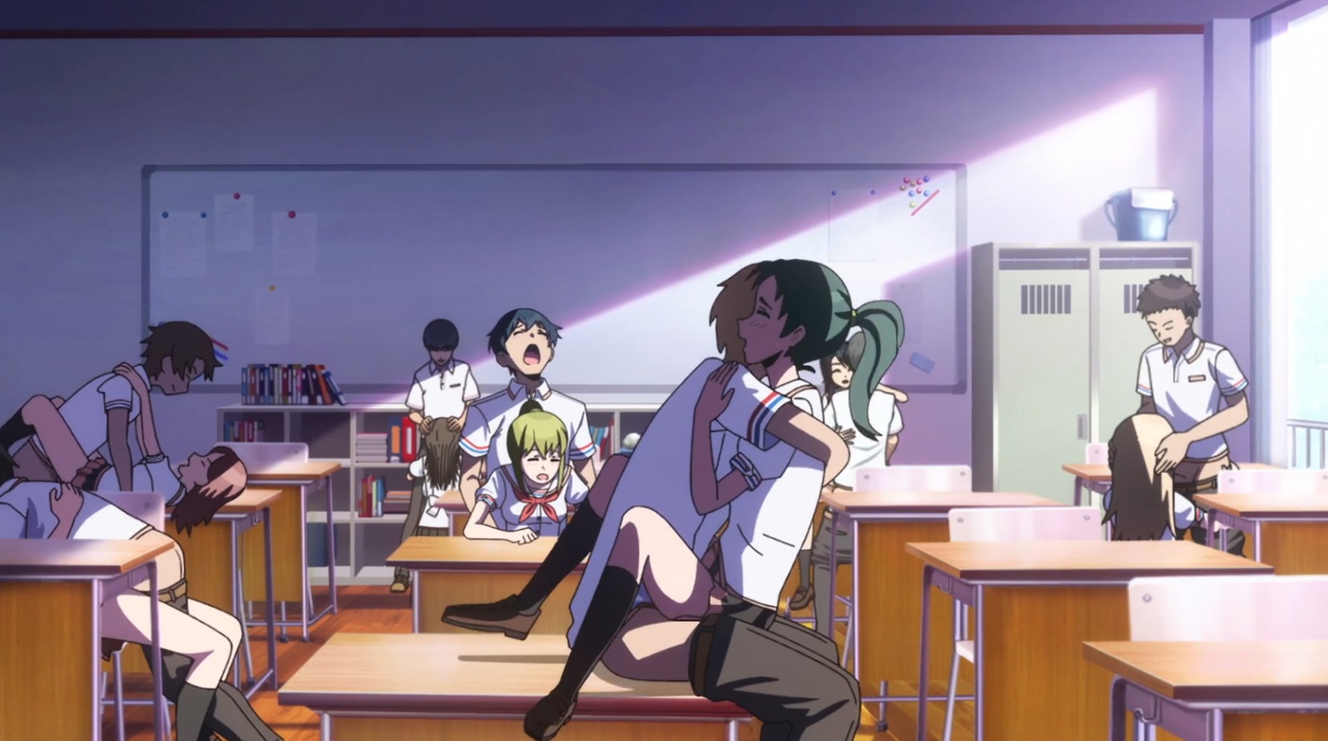 College girl grabbed hard as virgin squad unites on wild classroom floor (DUBBED)